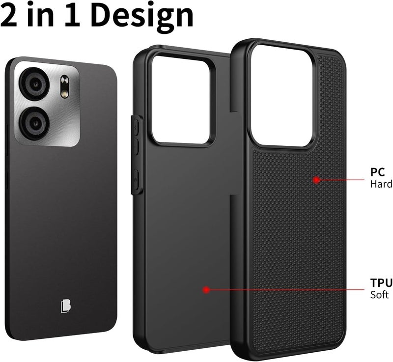 Mocotto for BLU View 5 Phone Case with Tempered Glass Screen Protector,Dual Layer Heavy Duty Shockproof Protection Phone Case Cover for BLU View 5 (Black) - Image 3
